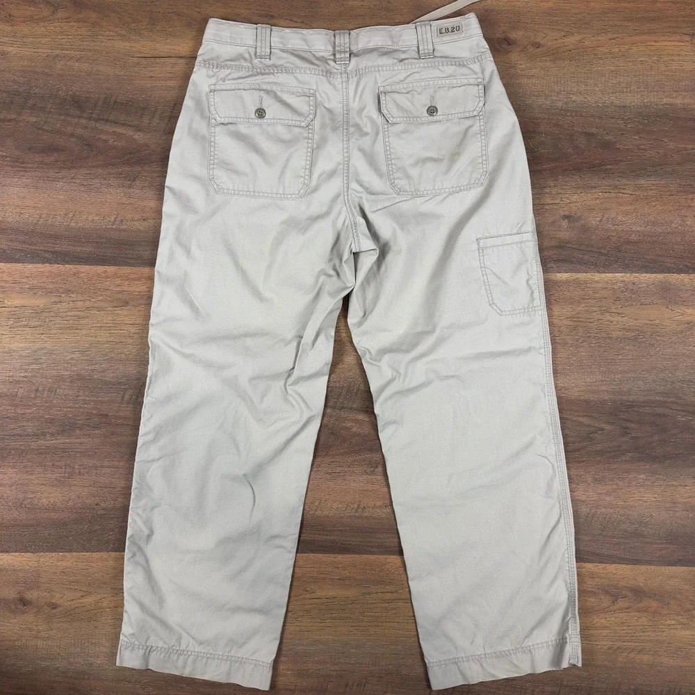 Eddie Bauer Mens 36x30 Khaki Tan Cotton Drawstring Chino Outdoor Pants Straight‎